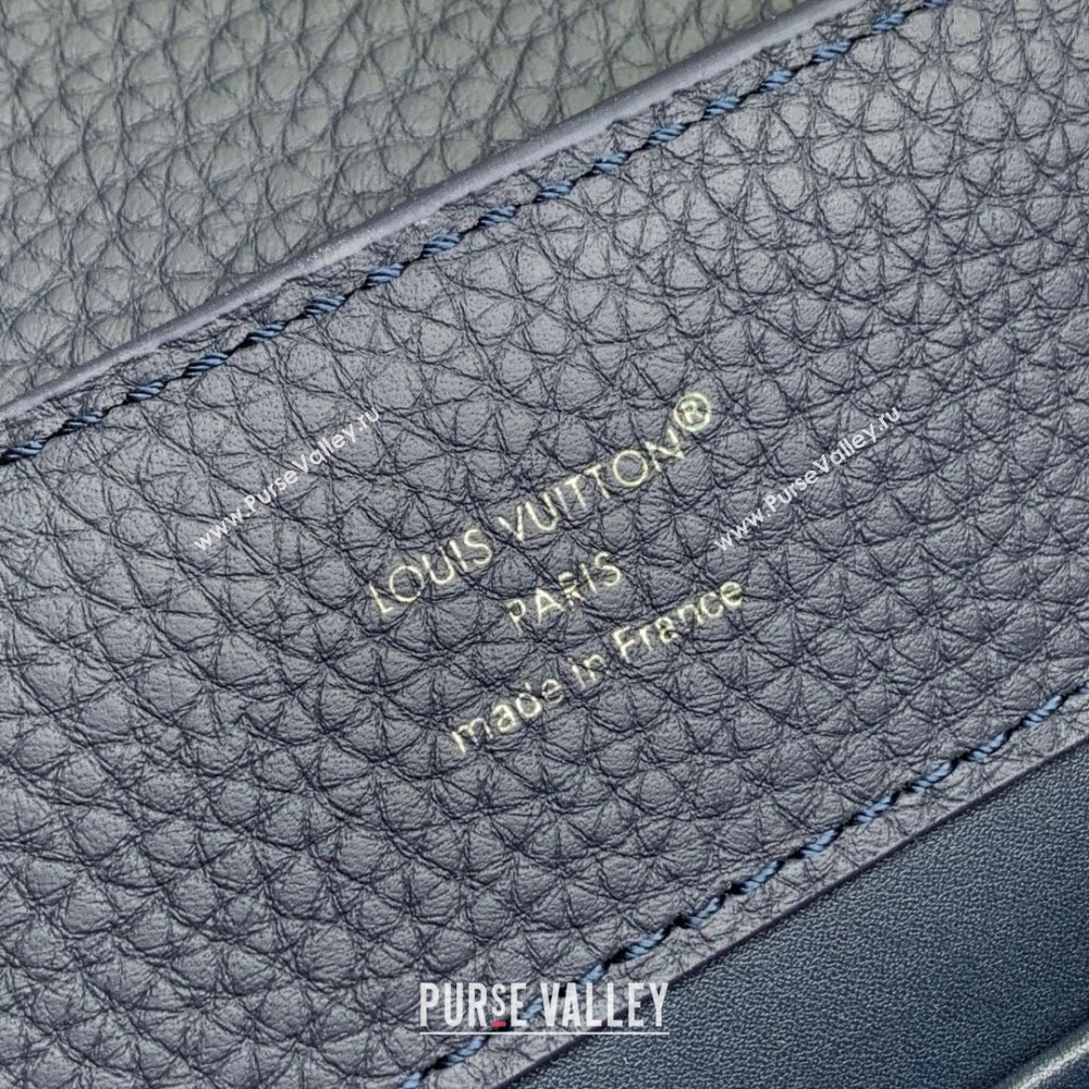 Louis Vuitton Capucines MM Bag in Black Taurillon Leather with Maxi Studs M12751 Navy Blue 2025 (K-25021429)