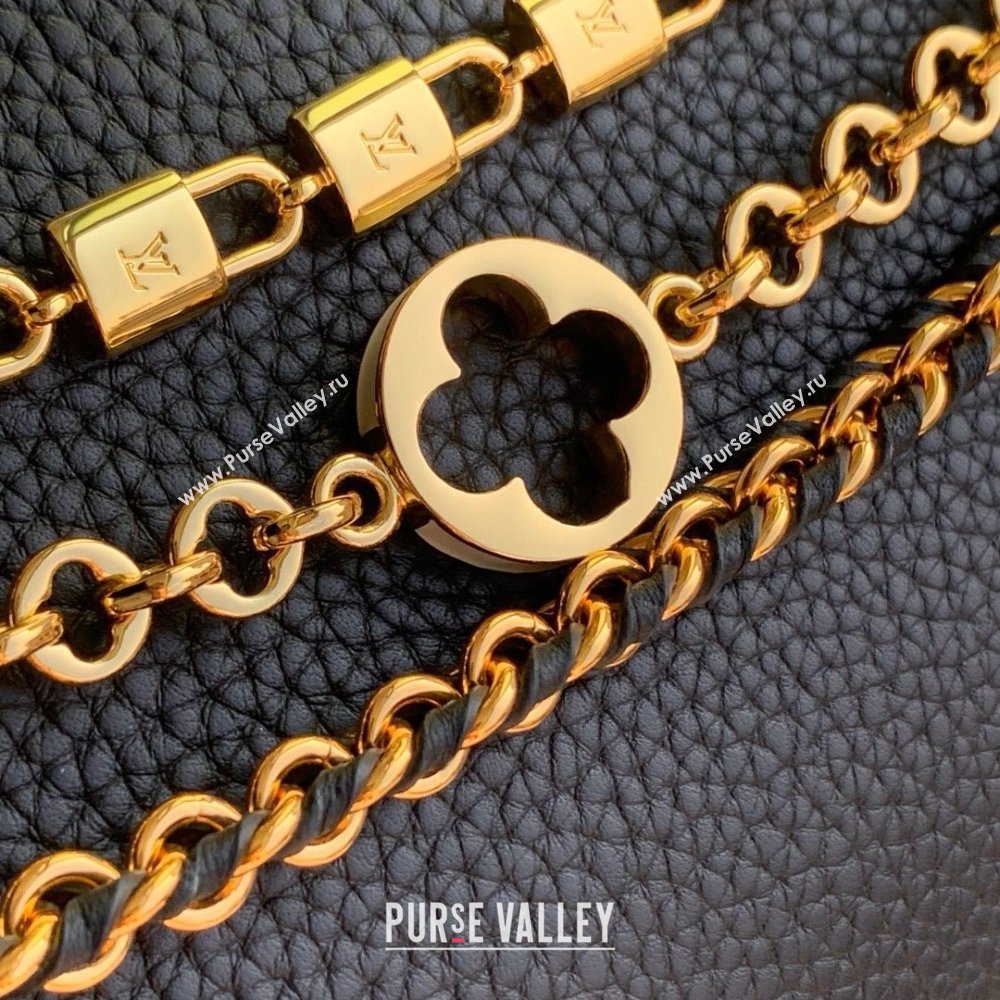 Louis Vuitton Capucines MM Bag in Black Taurillon Leather with Chain M12345 2025 (K-25021419)