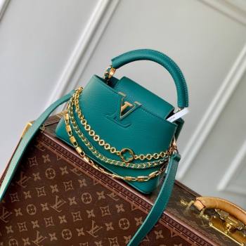 Louis Vuitton Capucines Mini Bag with Mother-of-pearl Hardware in Green Taurillon Leather M11342 2025 (K-25021420)