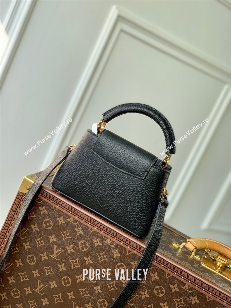 Louis Vuitton Capucines Mini Bag in Black Taurillon Leather with Chain M12345 2025 (K-25021418)