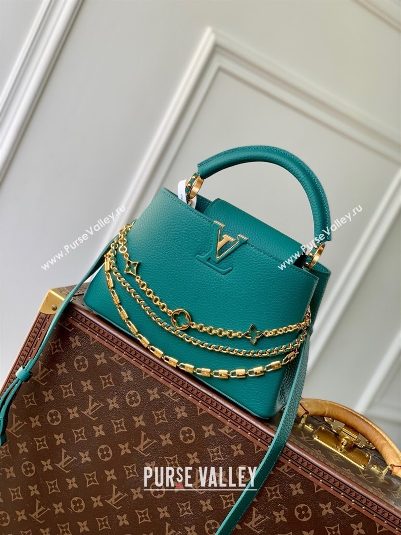Louis Vuitton Capucines BB Bag with Mother-of-pearl Hardware in Green Taurillon Leather M11342 2025 (K-25021421)