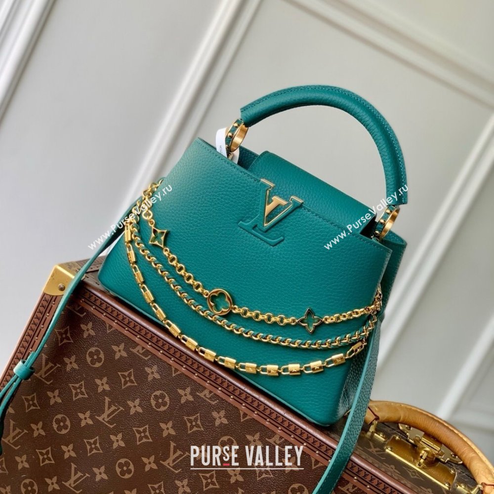 Louis Vuitton Capucines BB Bag with Mother-of-pearl Hardware in Green Taurillon Leather M11342 2025 (K-25021421)