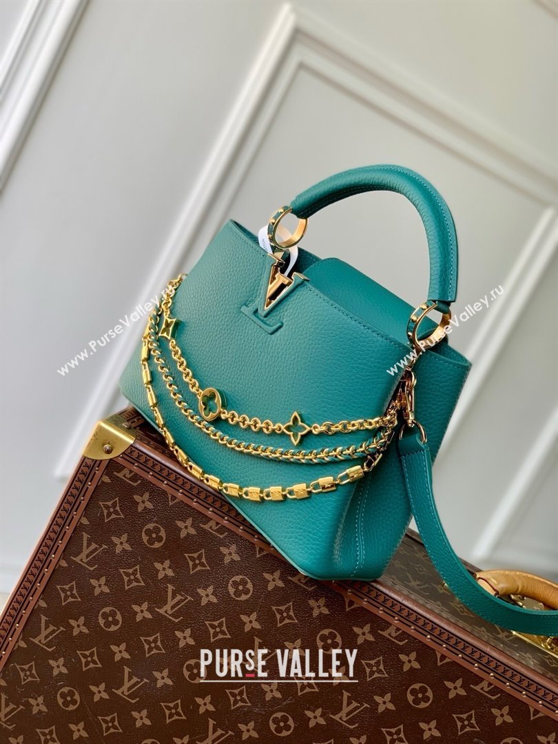 Louis Vuitton Capucines BB Bag with Mother-of-pearl Hardware in Green Taurillon Leather M11342 2025 (K-25021421)