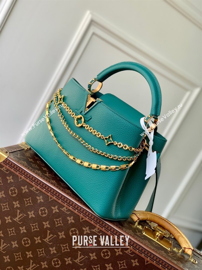 Louis Vuitton Capucines MM Bag with Mother-of-pearl Hardware in Green Taurillon Leather M11342 2025 (K-25021422)