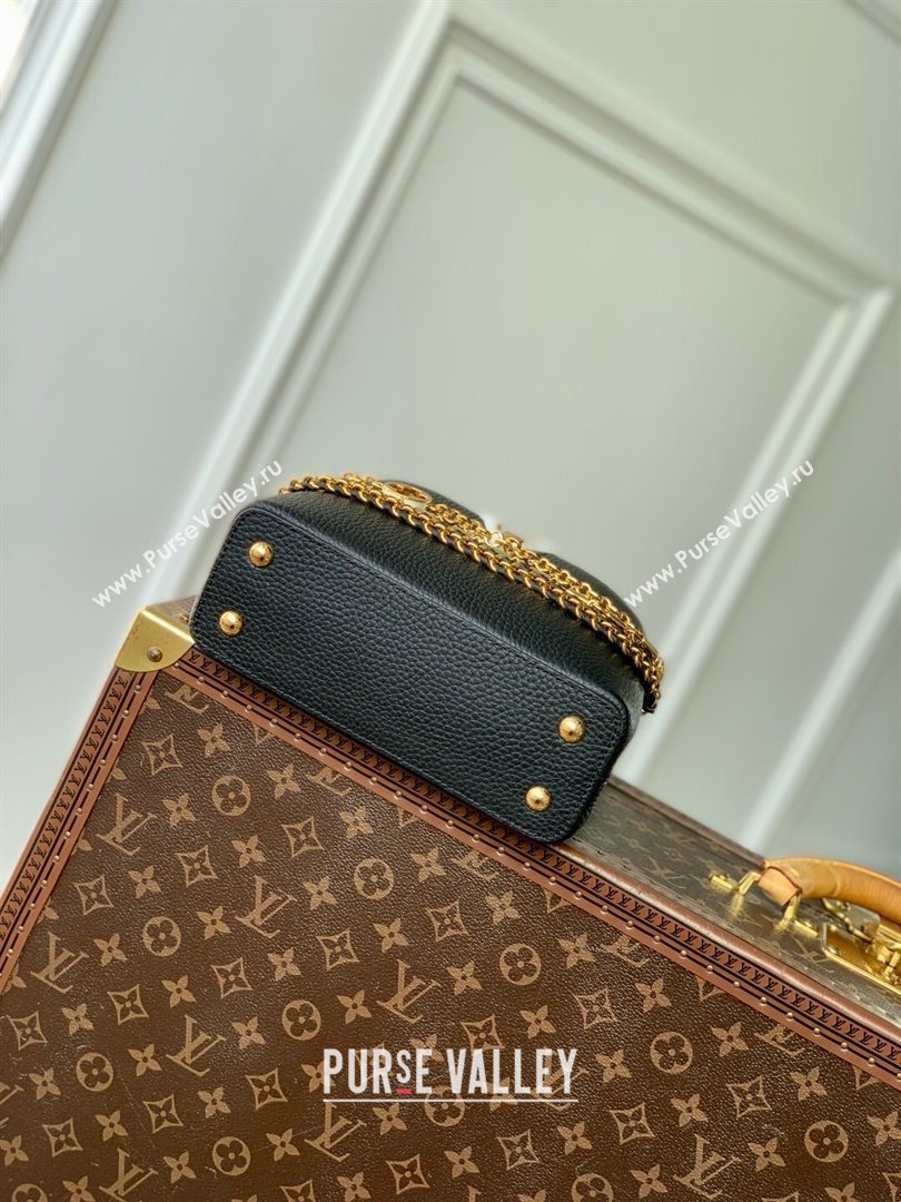 Louis Vuitton Capucines Mini Bag in Black Taurillon Leather with Chain M12345 2025 (K-25021418)
