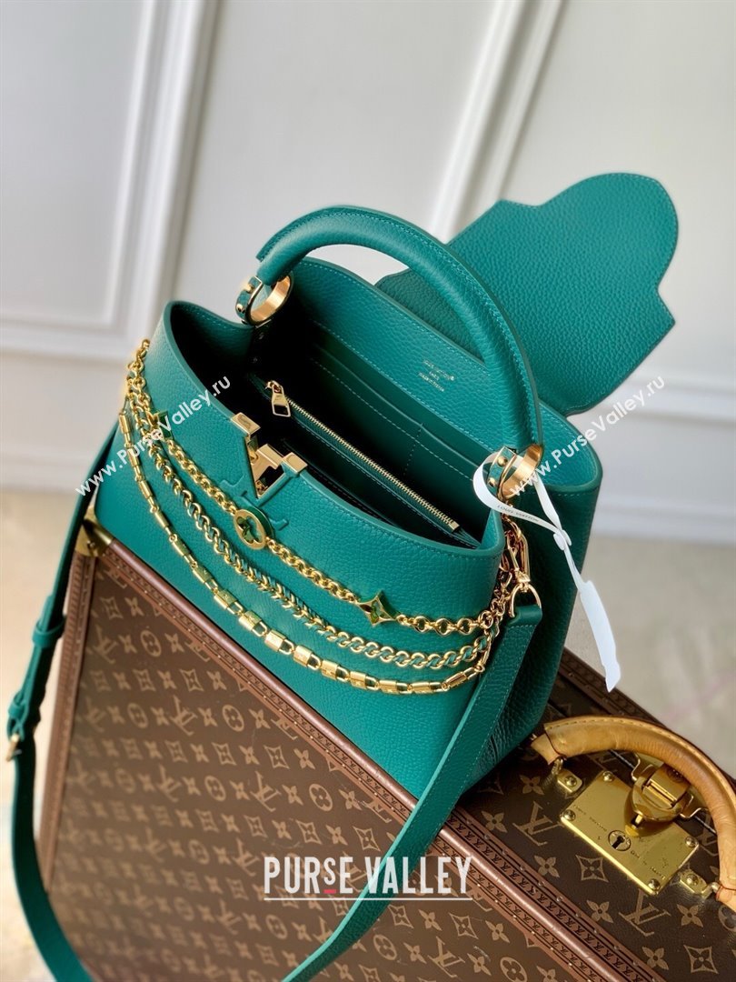 Louis Vuitton Capucines MM Bag with Mother-of-pearl Hardware in Green Taurillon Leather M11342 2025 (K-25021422)