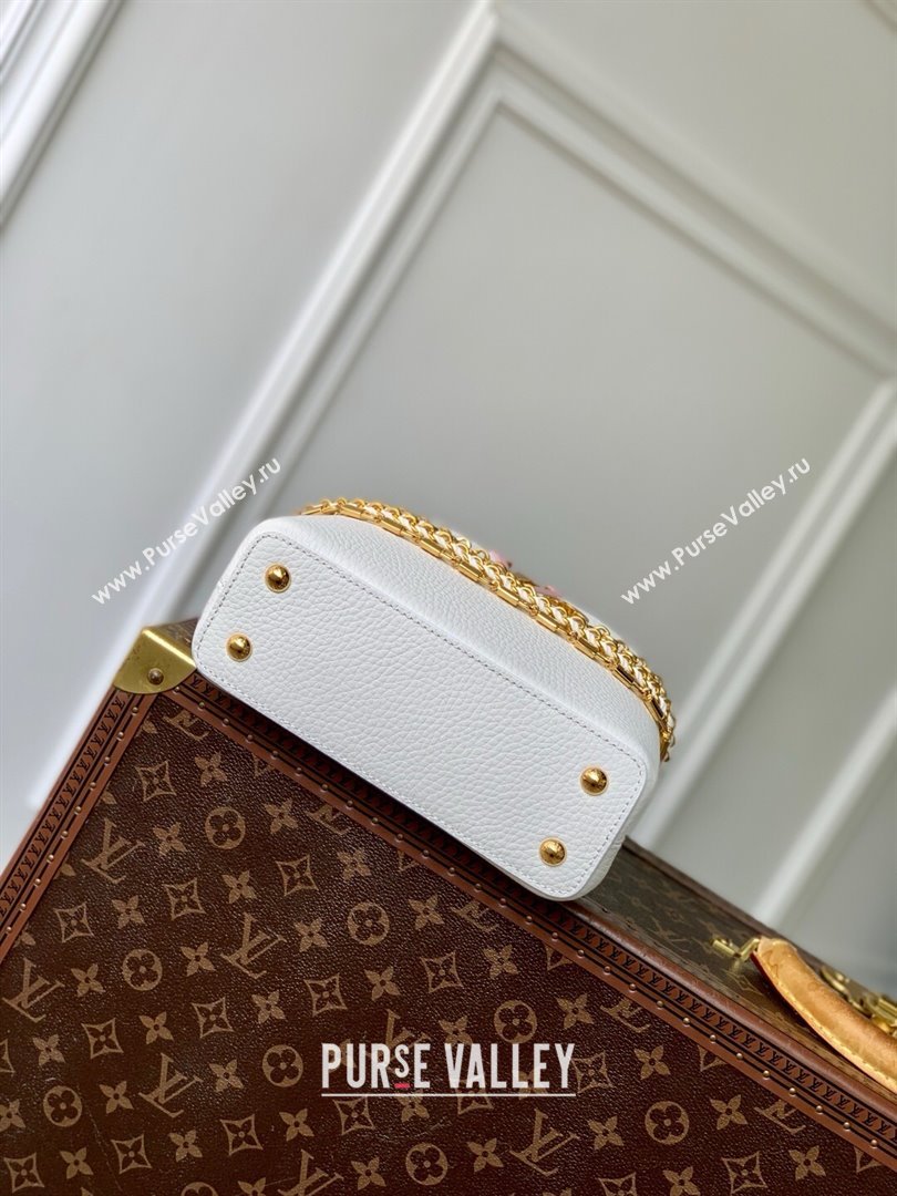 Louis Vuitton Capucines Mini Bag with Mother-of-pearl Hardware in White Taurillon Leather M11342 2025 (K-25021423)