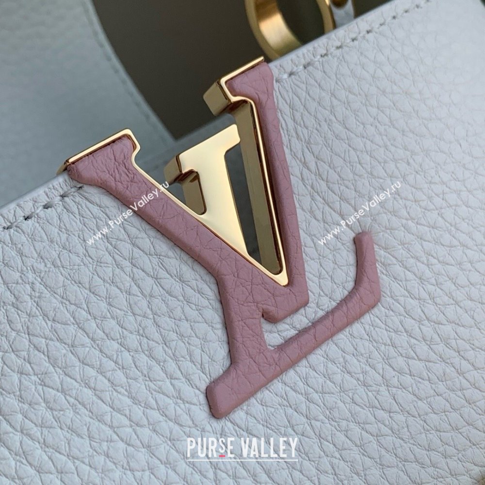 Louis Vuitton Capucines Mini Bag with Mother-of-pearl Hardware in White Taurillon Leather M11342 2025 (K-25021423)