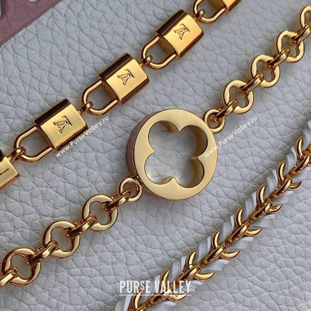 Louis Vuitton Capucines Mini Bag with Mother-of-pearl Hardware in White Taurillon Leather M11342 2025 (K-25021423)