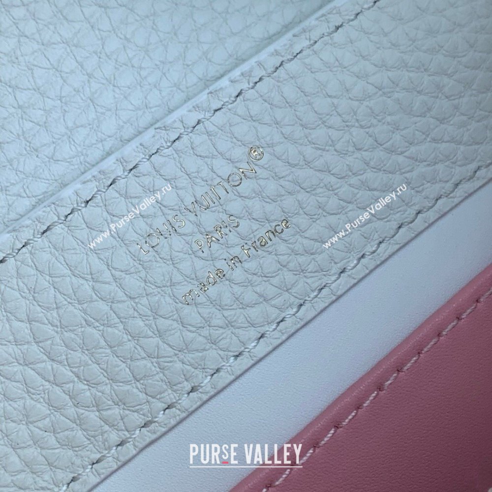 Louis Vuitton Capucines Mini Bag with Mother-of-pearl Hardware in White Taurillon Leather M11342 2025 (K-25021423)
