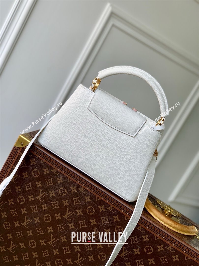 Louis Vuitton Capucines BB Bag with Mother-of-pearl Hardware in White Taurillon Leather M11342 2025 (K-25021424)