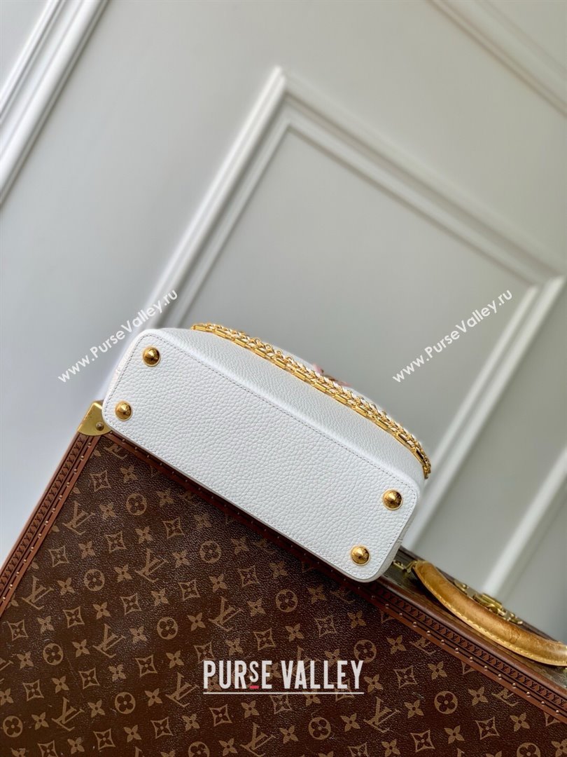 Louis Vuitton Capucines BB Bag with Mother-of-pearl Hardware in White Taurillon Leather M11342 2025 (K-25021424)