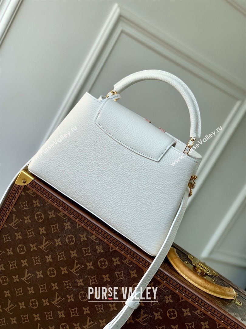 Louis Vuitton Capucines MM Bag with Mother-of-pearl Hardware in White Taurillon Leather M11342 2025 (K-25021425)