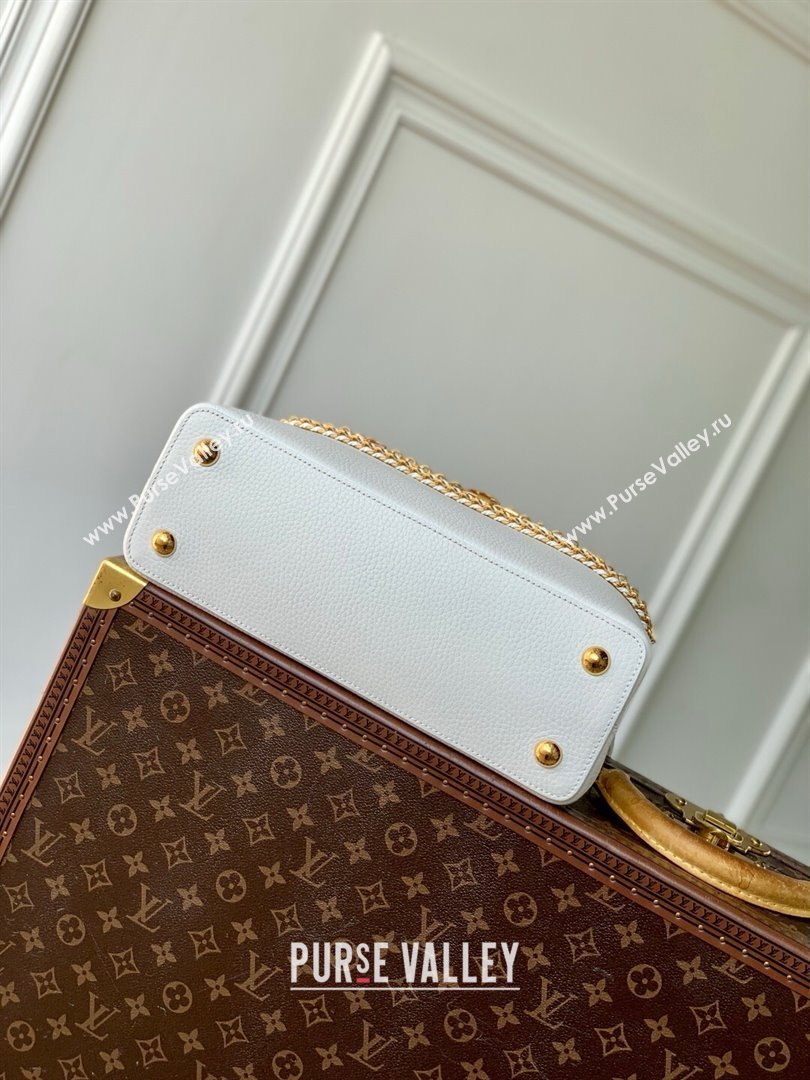 Louis Vuitton Capucines MM Bag with Mother-of-pearl Hardware in White Taurillon Leather M11342 2025 (K-25021425)