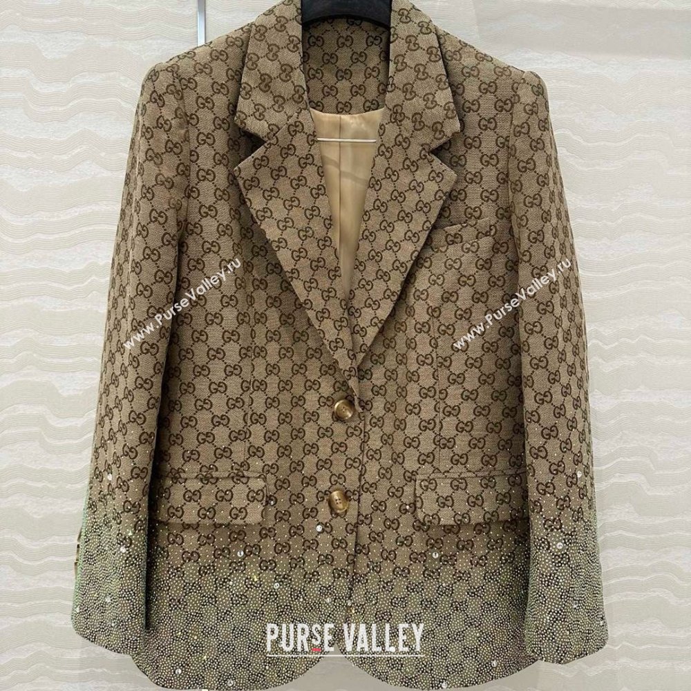 Gucci GG Jacket with Strass Beige 2025 0215 (QI-250215043)