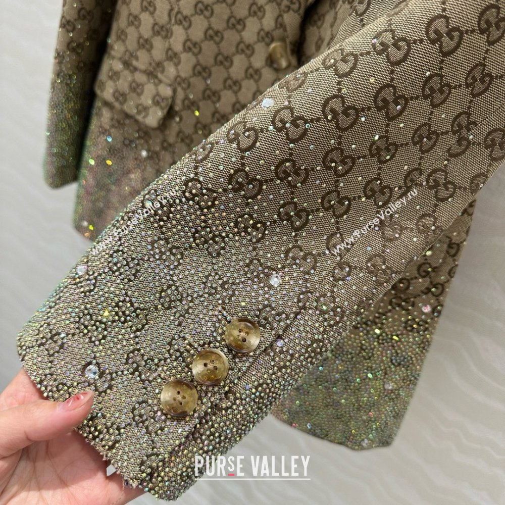 Gucci GG Jacket with Strass Beige 2025 0215 (QI-250215043)