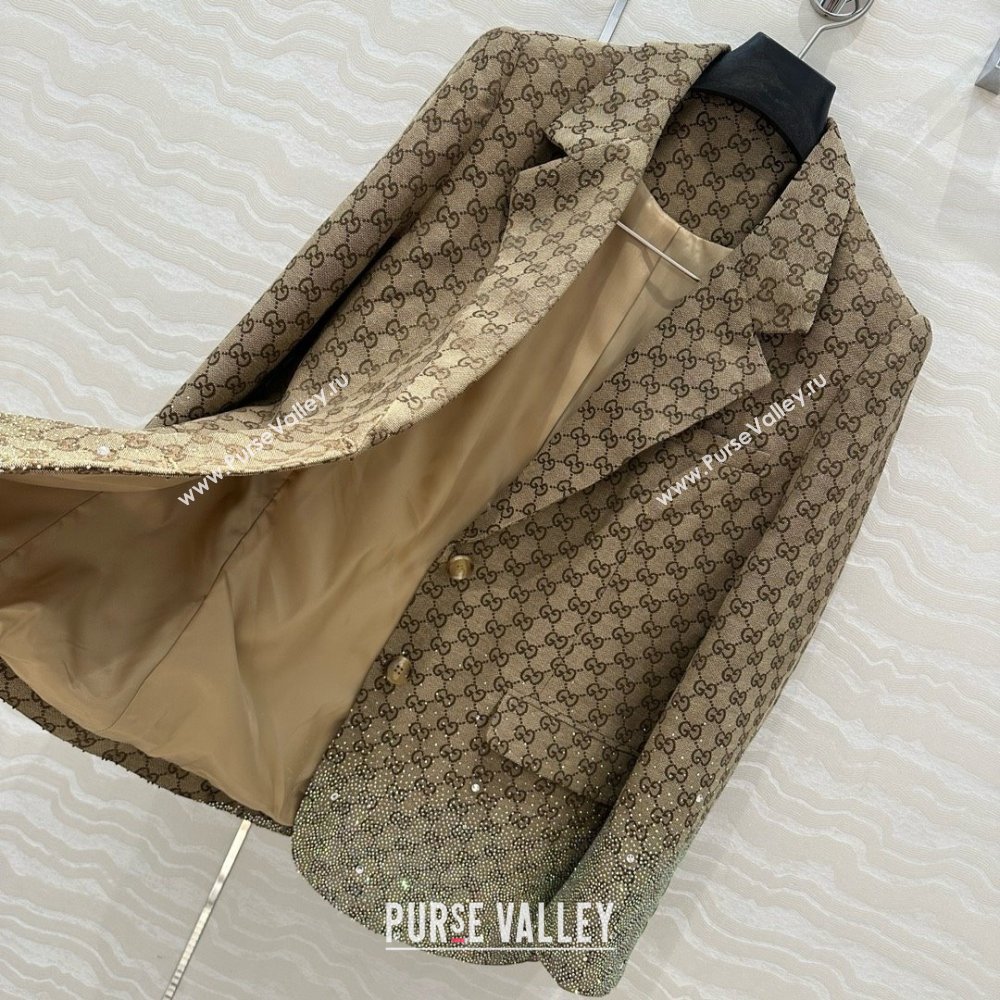 Gucci GG Jacket with Strass Beige 2025 0215 (QI-250215043)