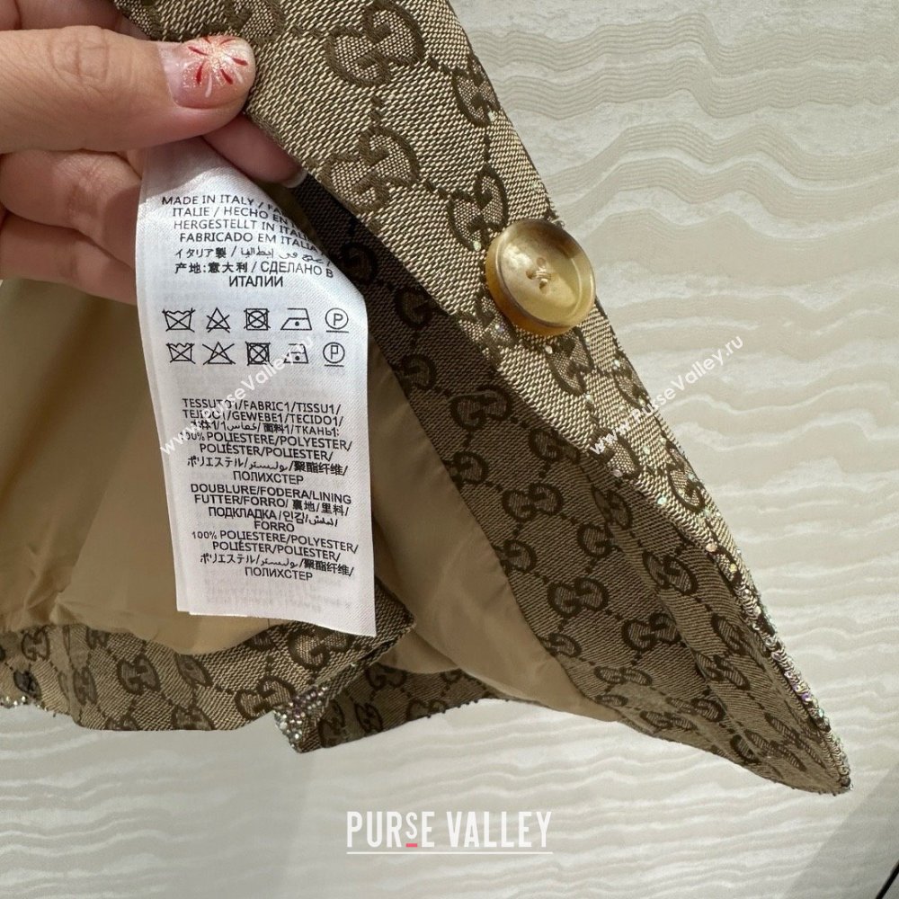 Gucci GG Jacket with Strass Beige 2025 0215 (QI-250215043)