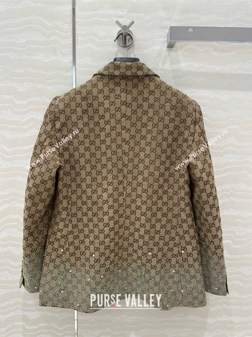 Gucci GG Jacket with Strass Beige 2025 0215 (QI-250215043)