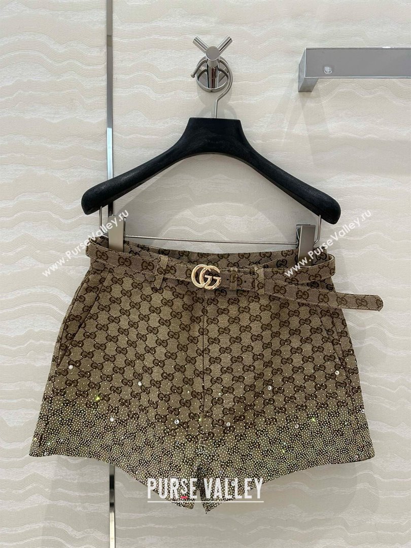 Gucci GG Shorts with Strass Beige 2025 0215 (QI-250215044)
