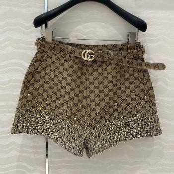 Gucci GG Shorts with Strass Beige 2025 0215 (QI-250215044)