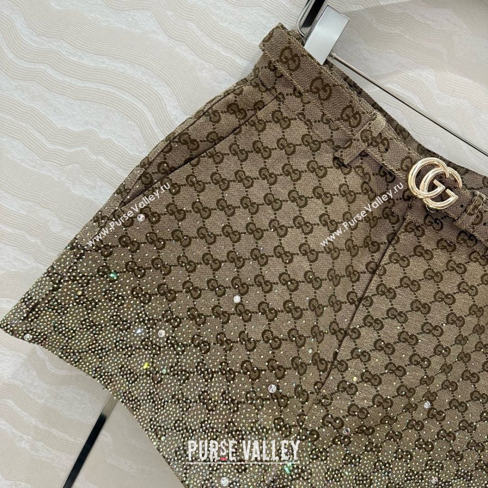 Gucci GG Shorts with Strass Beige 2025 0215 (QI-250215044)