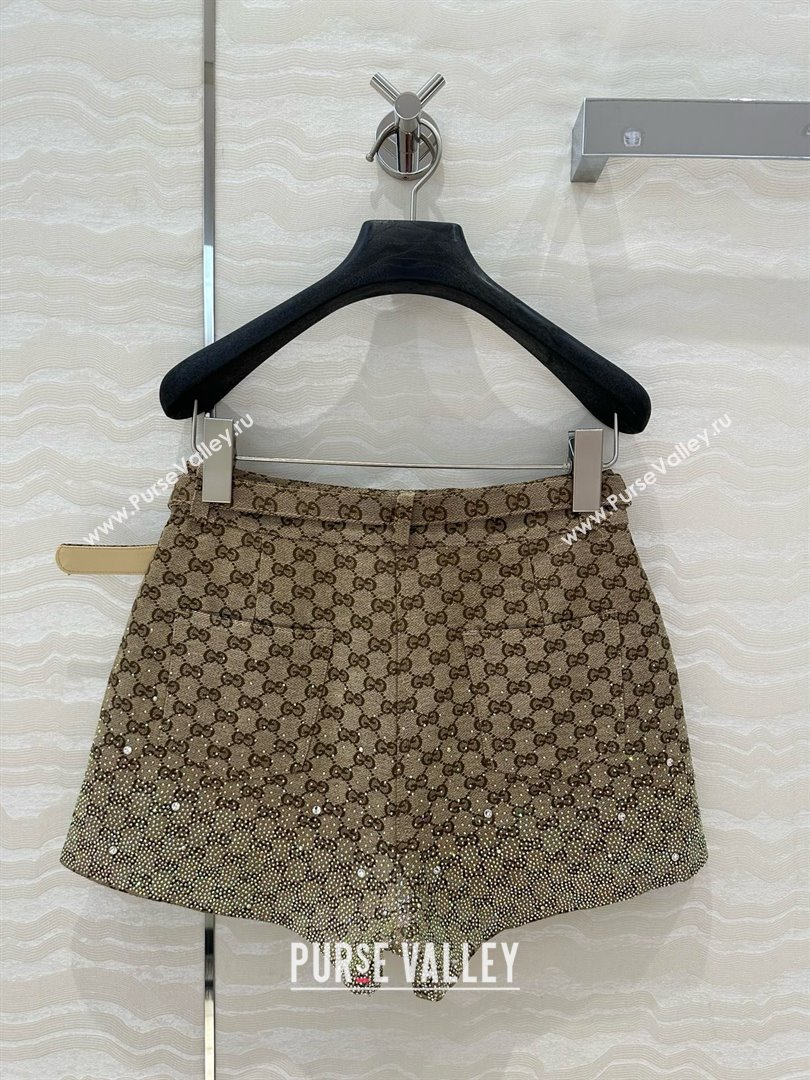 Gucci GG Shorts with Strass Beige 2025 0215 (QI-250215044)