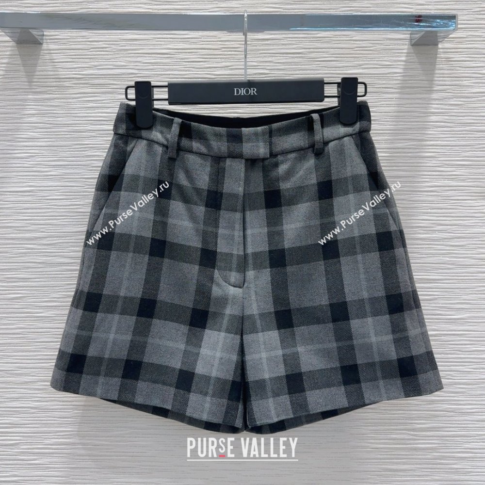 Dior Wool Blend Check Short Grey 2025 0215 (QI-250215046)