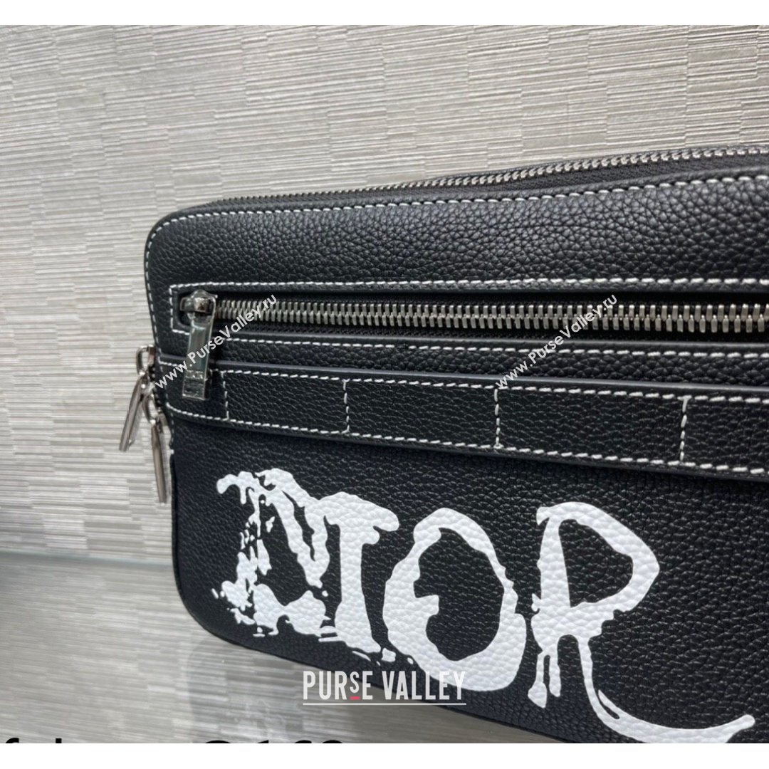 Dior and Peter Doig Mens Safari Messenger Bag in Black Grained Calfskin 2021 (XXG-21090718)