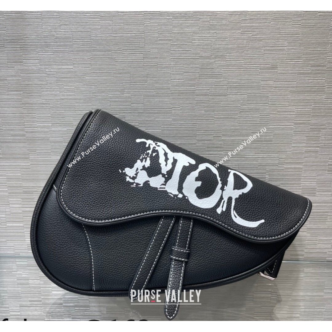 Dior and Peter Doig Mens Saddle Bag in Black Grained Calfskin 2021 (XXG-21090719)