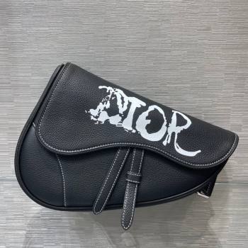 Dior and Peter Doig Mens Saddle Bag in Black Grained Calfskin 2021 (XXG-21090719)