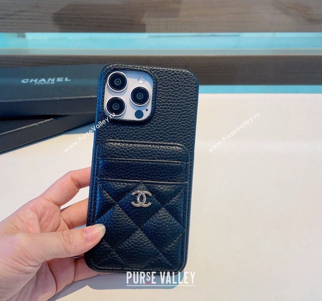 Chanel Grained iPhone Case with Pouch Black 2024 0727018 (A-240727040)