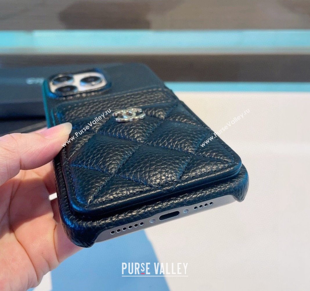 Chanel Grained iPhone Case with Pouch Black 2024 0727018 (A-240727040)