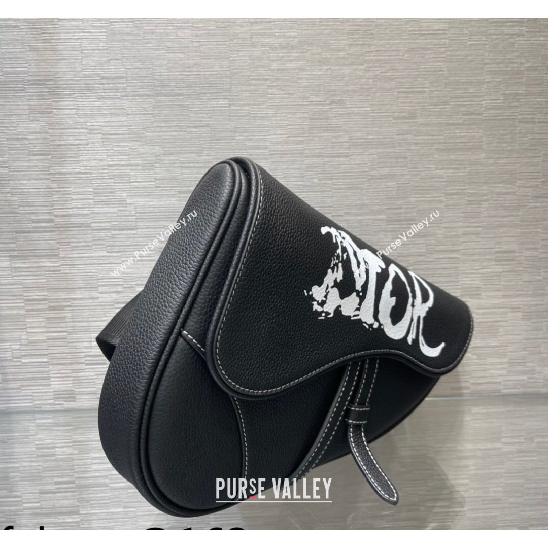 Dior and Peter Doig Mens Saddle Bag in Black Grained Calfskin 2021 (XXG-21090719)
