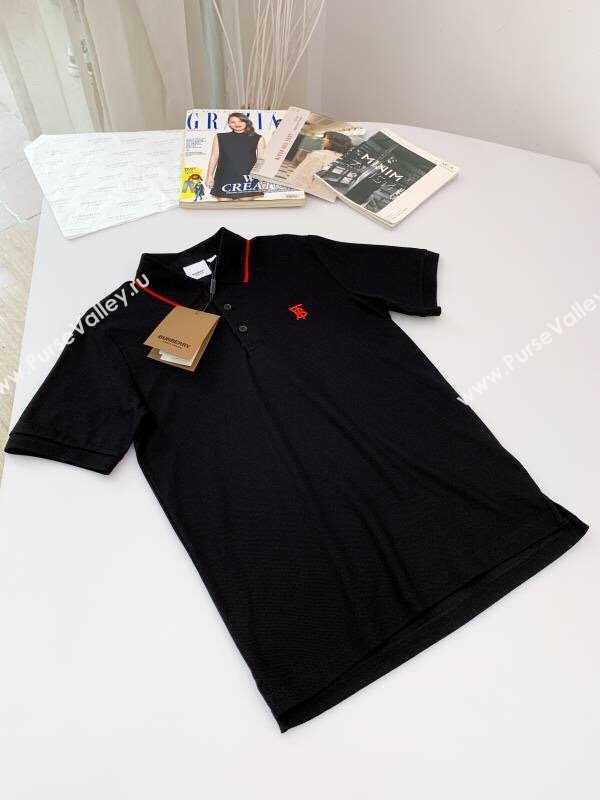 Burberry Cotton Polo T-shirt B72605 Black 2024(For Men) (ST-24072605)