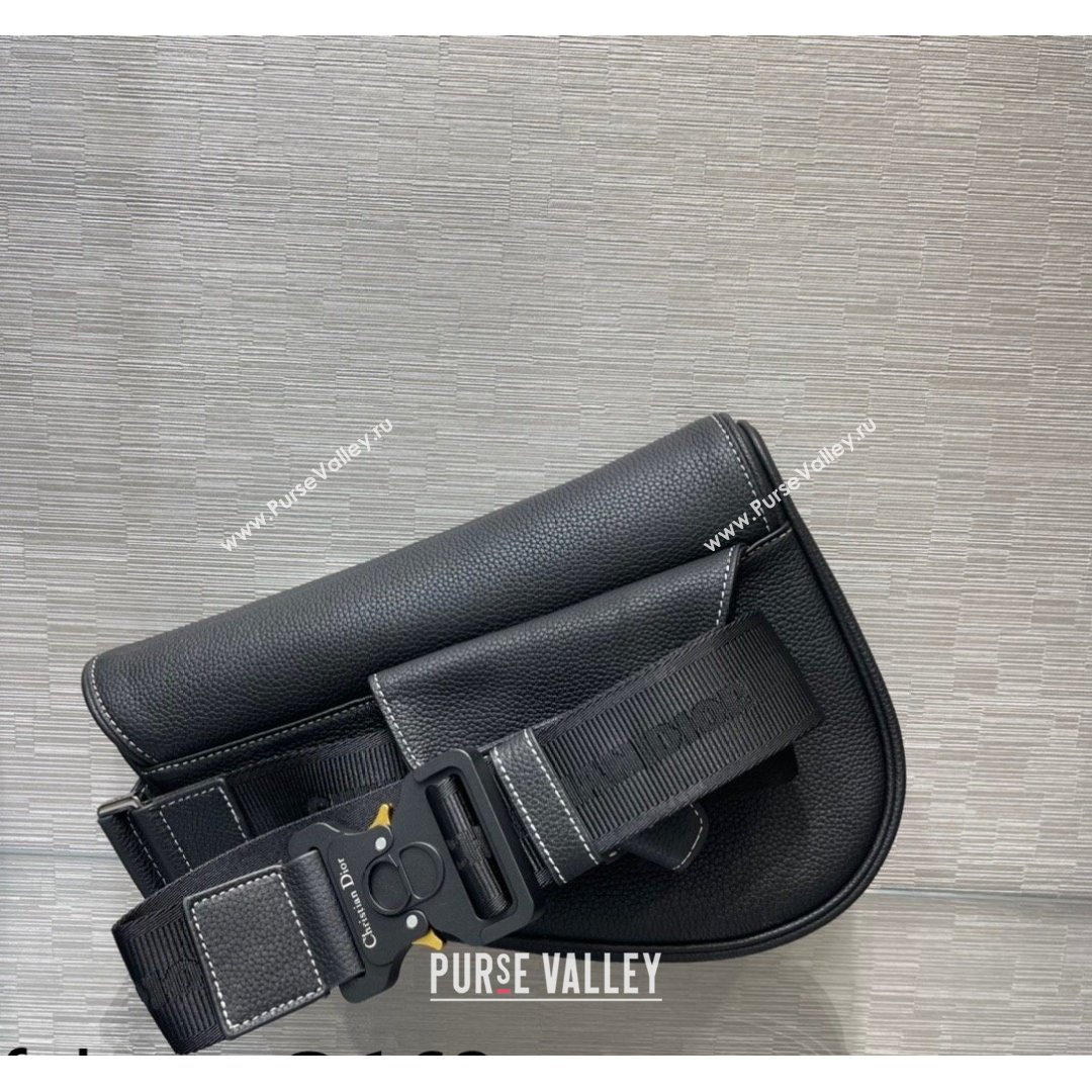 Dior and Peter Doig Mens Saddle Bag in Black Grained Calfskin 2021 (XXG-21090719)