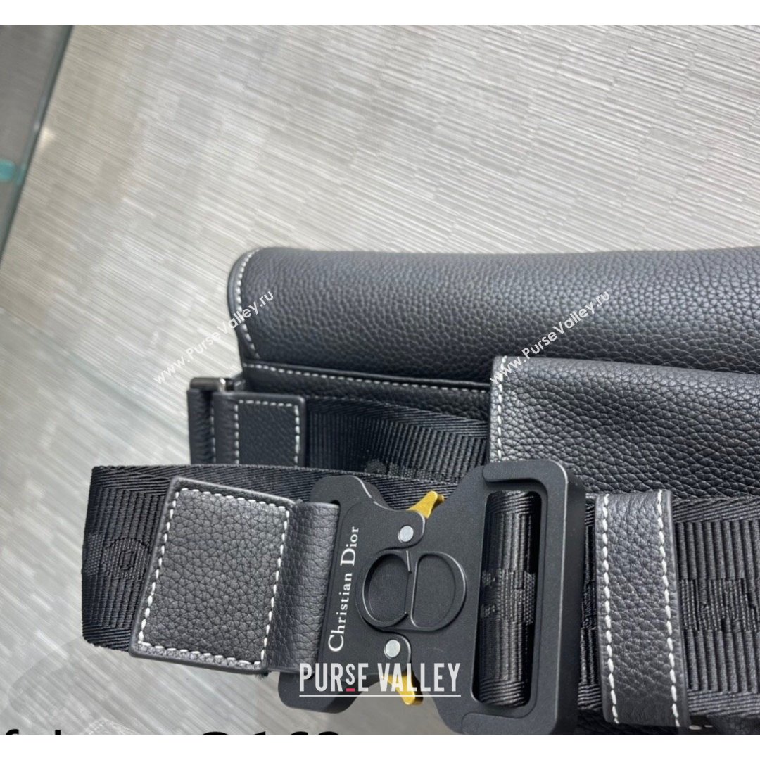 Dior and Peter Doig Mens Saddle Bag in Black Grained Calfskin 2021 (XXG-21090719)