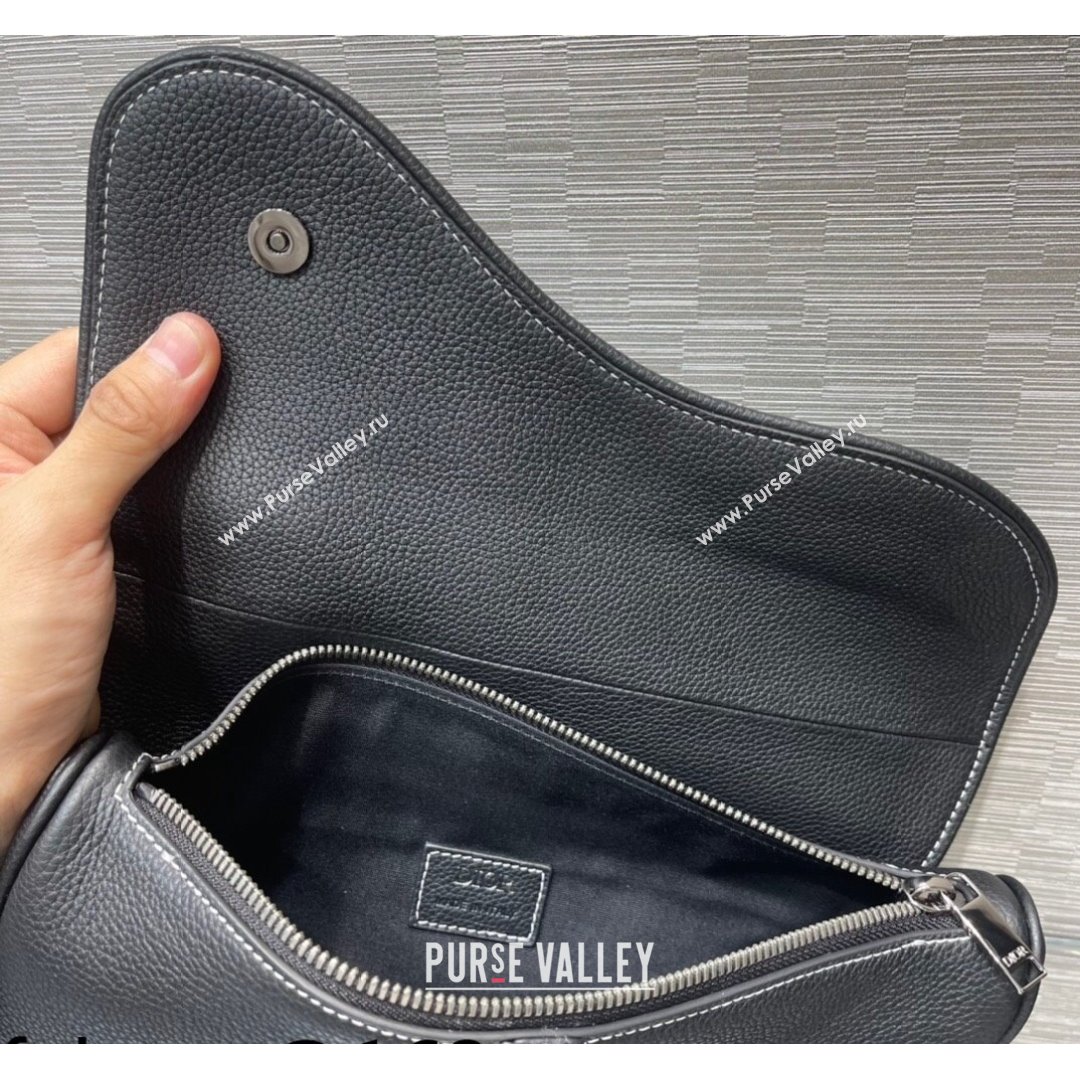 Dior and Peter Doig Mens Saddle Bag in Black Grained Calfskin 2021 (XXG-21090719)