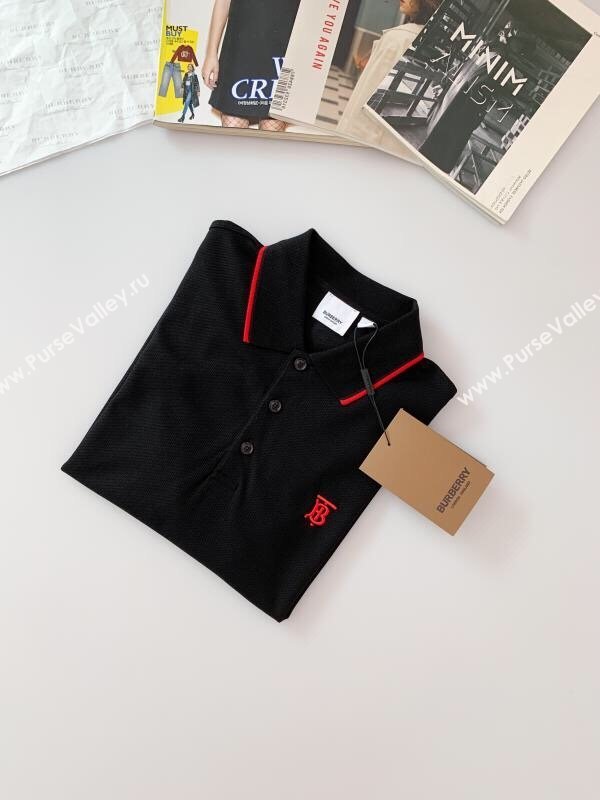 Burberry Cotton Polo T-shirt B72605 Black 2024(For Men) (ST-24072605)