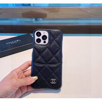 Chanel Grained iPhone Case Black 2024 0727019 (A-240727042)