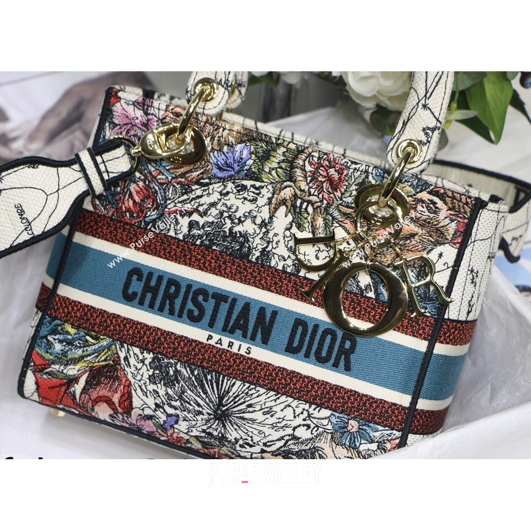 Dior Medium Lady D-Lite Bag in atte Multicolor Dior Constellation Embroidery 2021 (XXG-21090720)