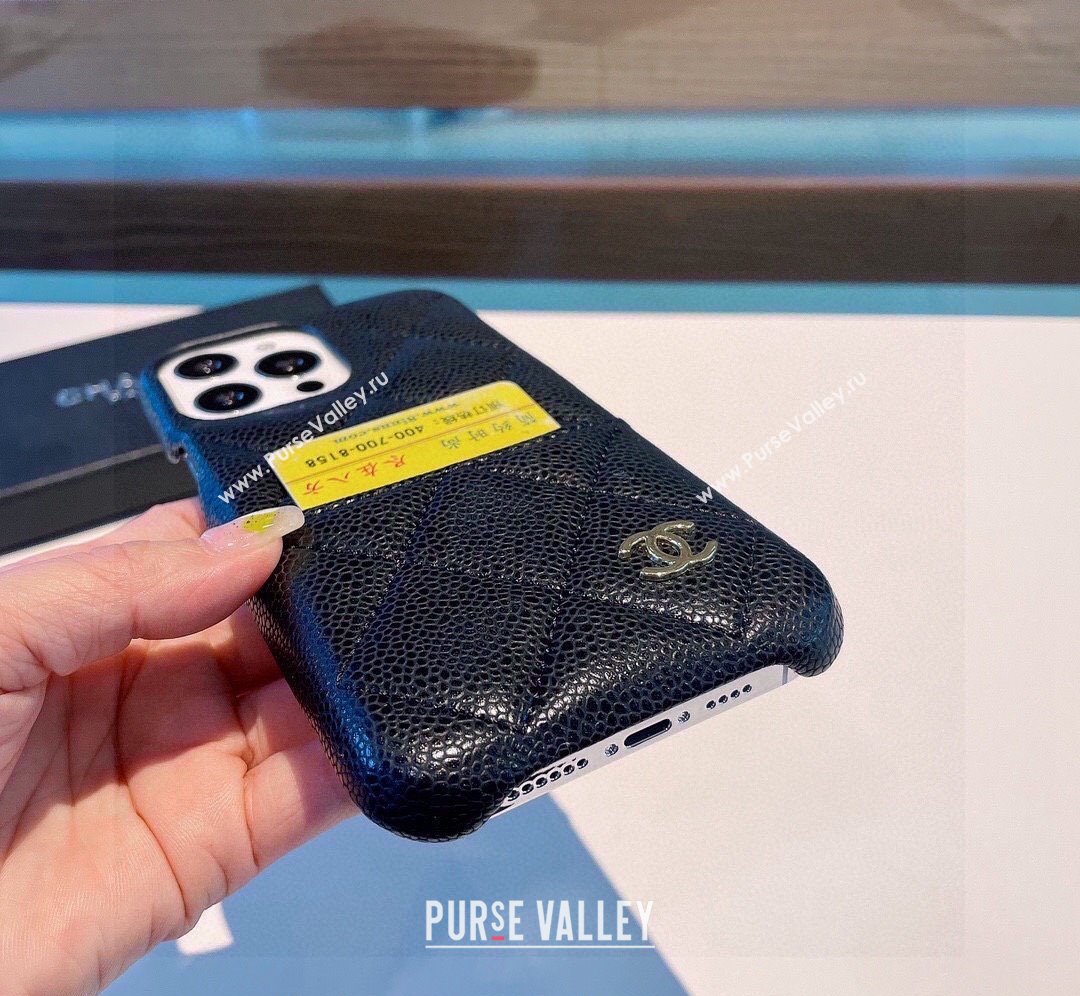 Chanel Grained iPhone Case Black 2024 0727019 (A-240727042)