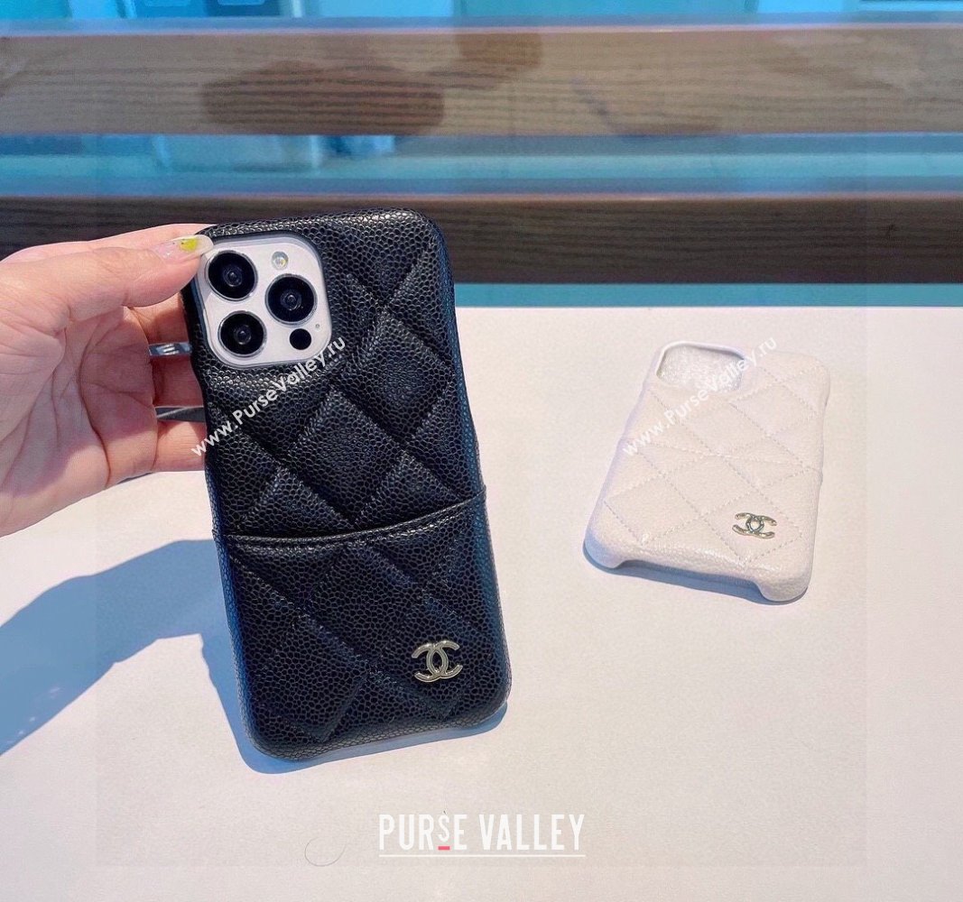 Chanel Grained iPhone Case Black 2024 0727019 (A-240727042)