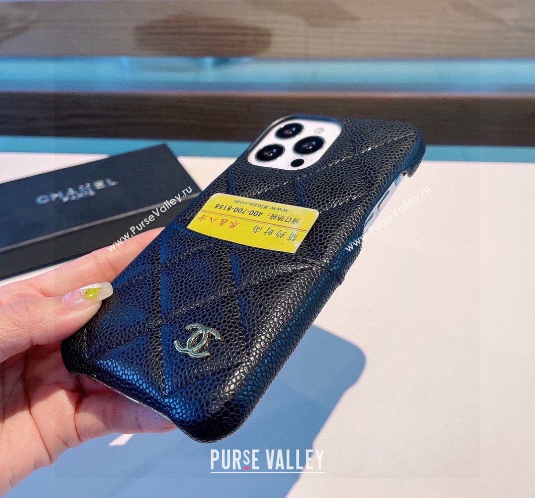 Chanel Grained iPhone Case Black 2024 0727019 (A-240727042)