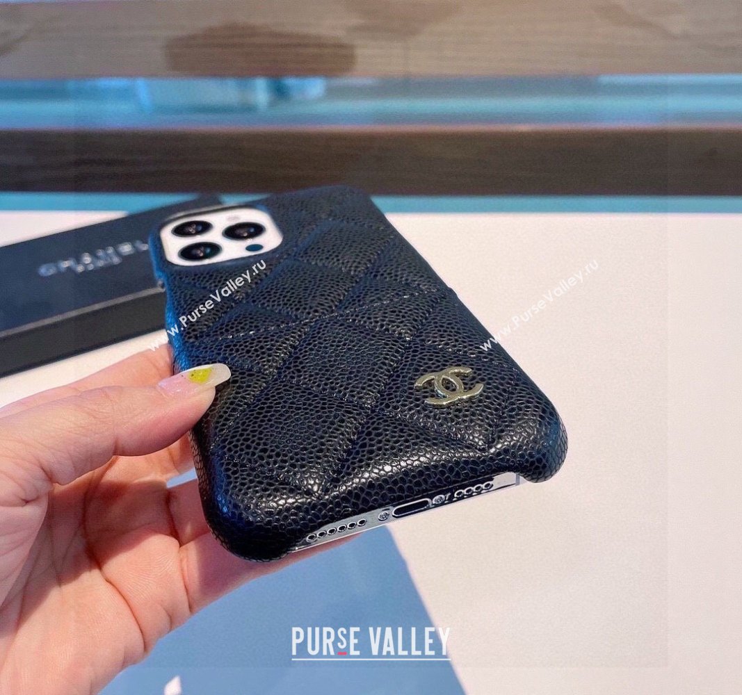 Chanel Grained iPhone Case Black 2024 0727019 (A-240727042)