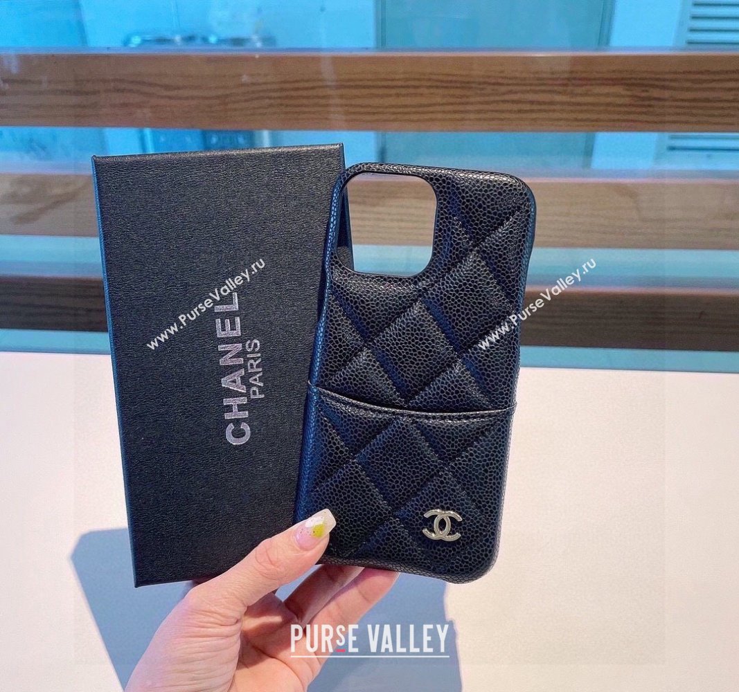 Chanel Grained iPhone Case Black 2024 0727019 (A-240727042)