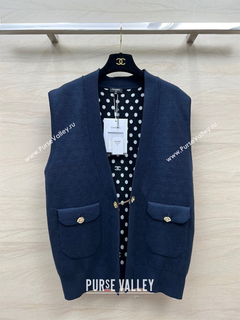 Chanel Wool Vest CH022719 Blue 2024 (Q-24022719)