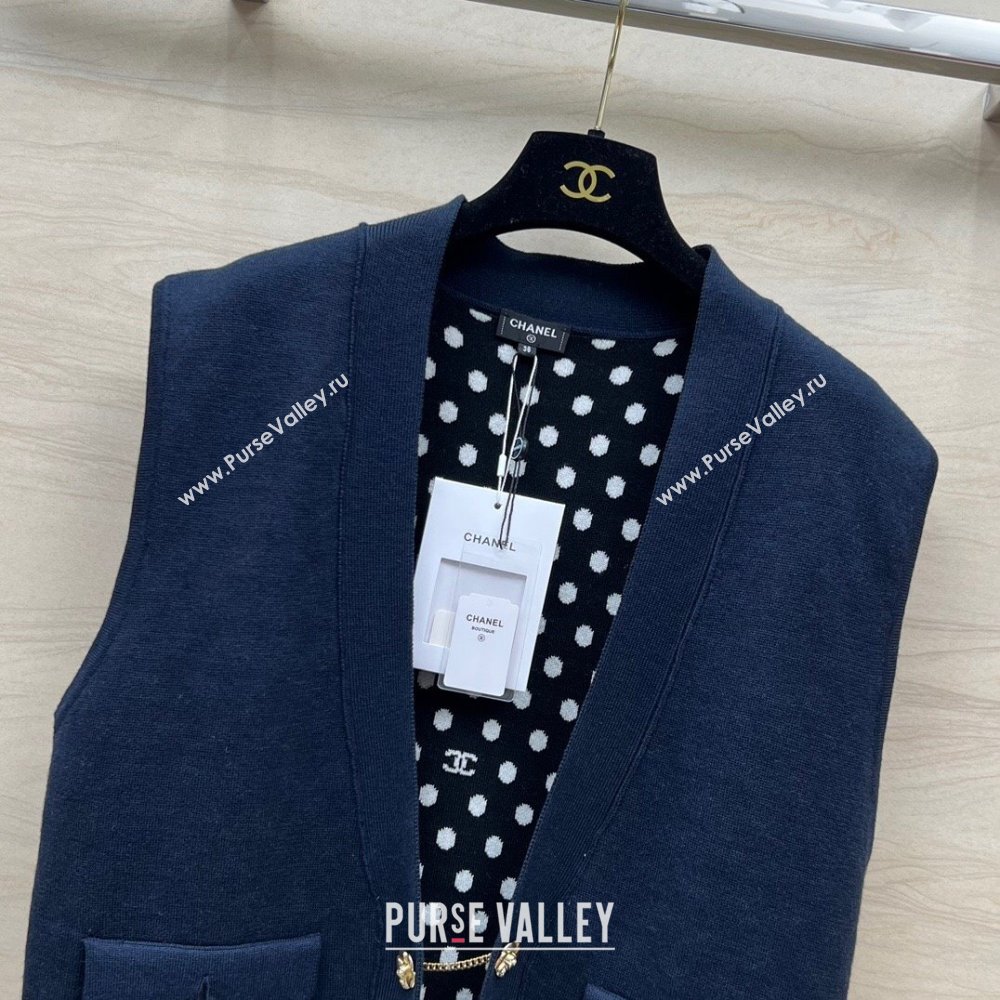 Chanel Wool Vest CH022719 Blue 2024 (Q-24022719)