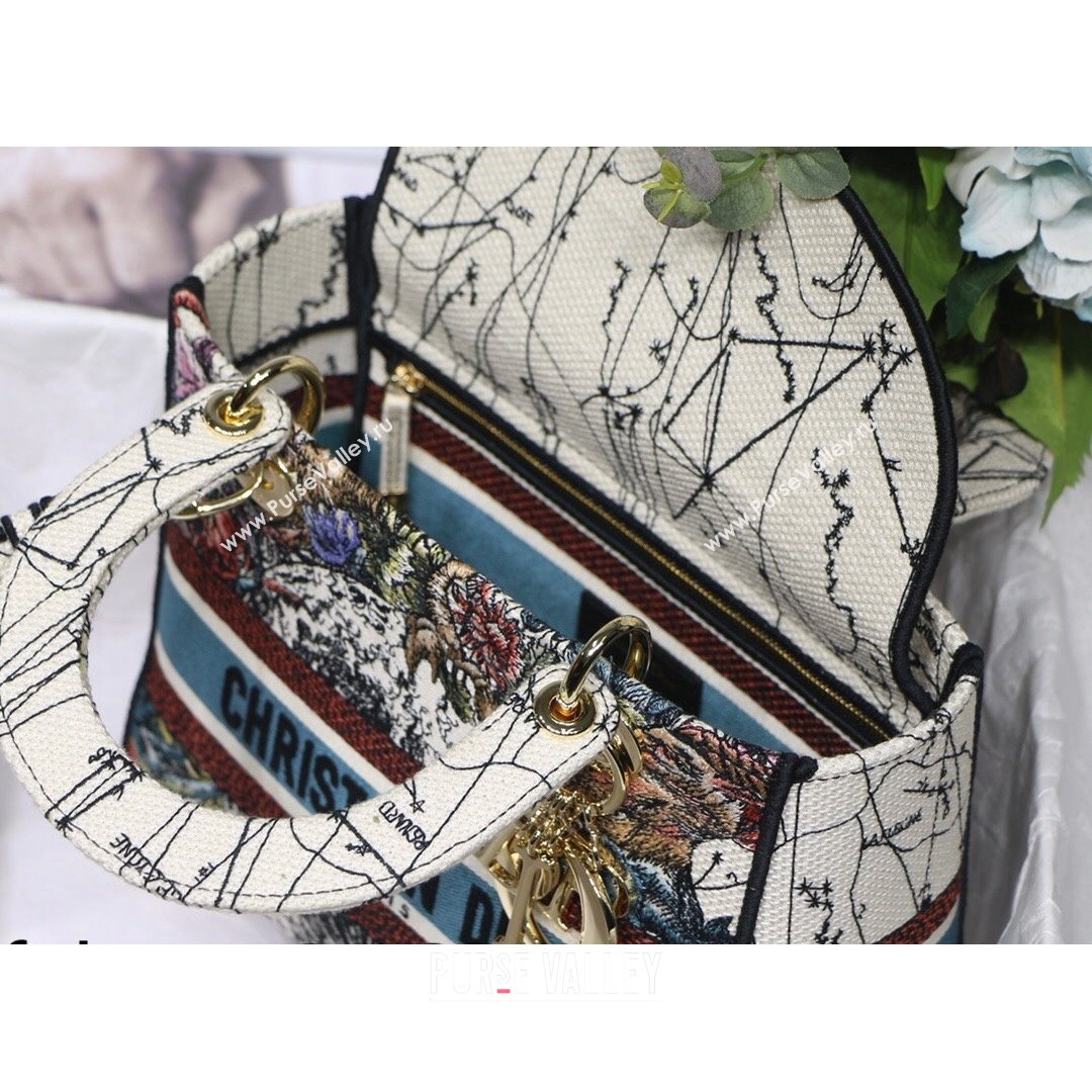 Dior Medium Lady D-Lite Bag in atte Multicolor Dior Constellation Embroidery 2021 (XXG-21090720)