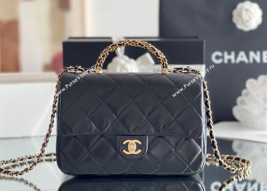 Chanel Lambskin Medium Flap bag with Top Handle AS5043 Black 2024 Top Quality (MHE-24091311)